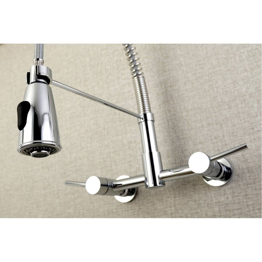 Polished Chrome 2-Handle Wall Mount Pull-Down Kitchen Faucet X792117