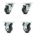 3.5 inch Thermoplastic Rubber Wheel Swivel Top Plate Caster Set with 2 Rigid G89008