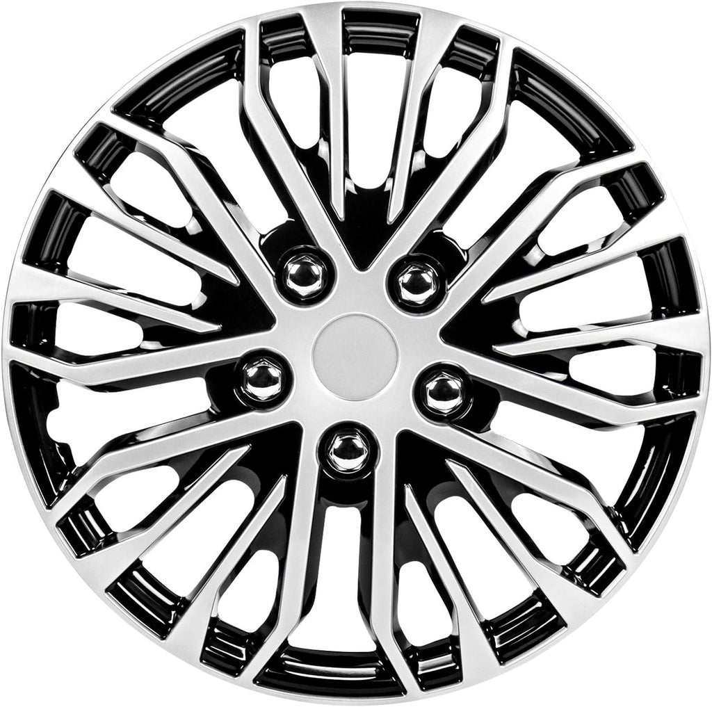 14 Inch Black and Silver Universal Hubcap Wheel Covers Set of 4 P296624