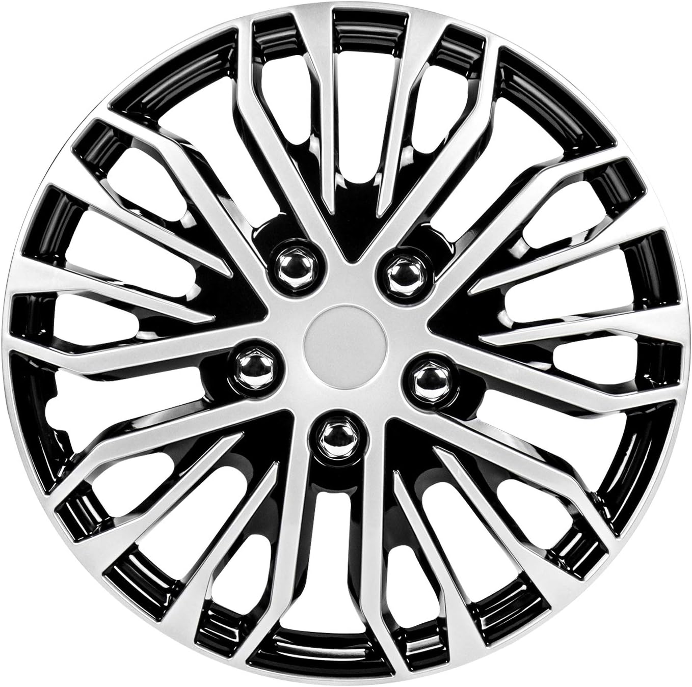 14 Inch Black and Silver Universal Hubcap Wheel Covers Set of 4 P296624