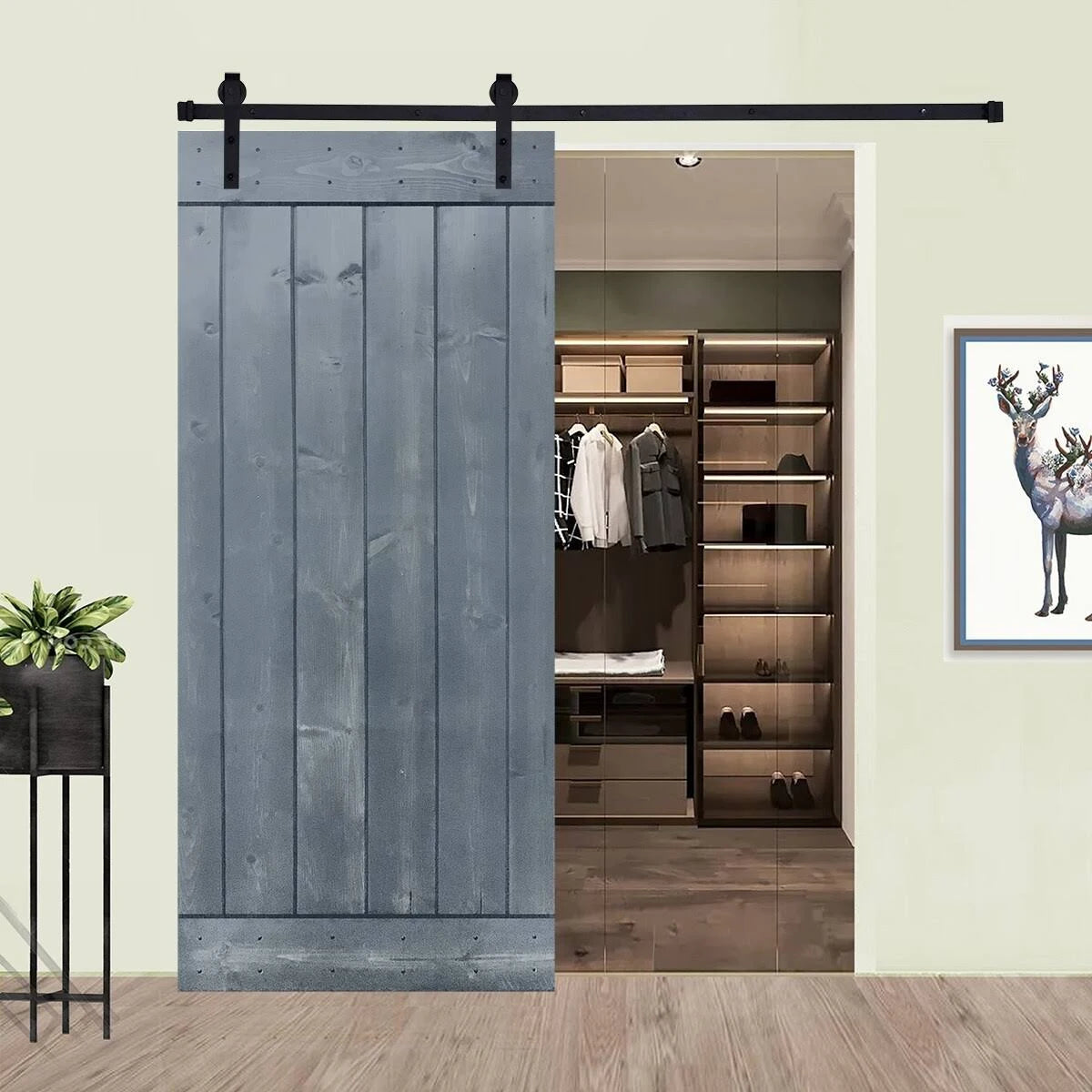 Gray Finish Barn Door with Hardware Kit B500