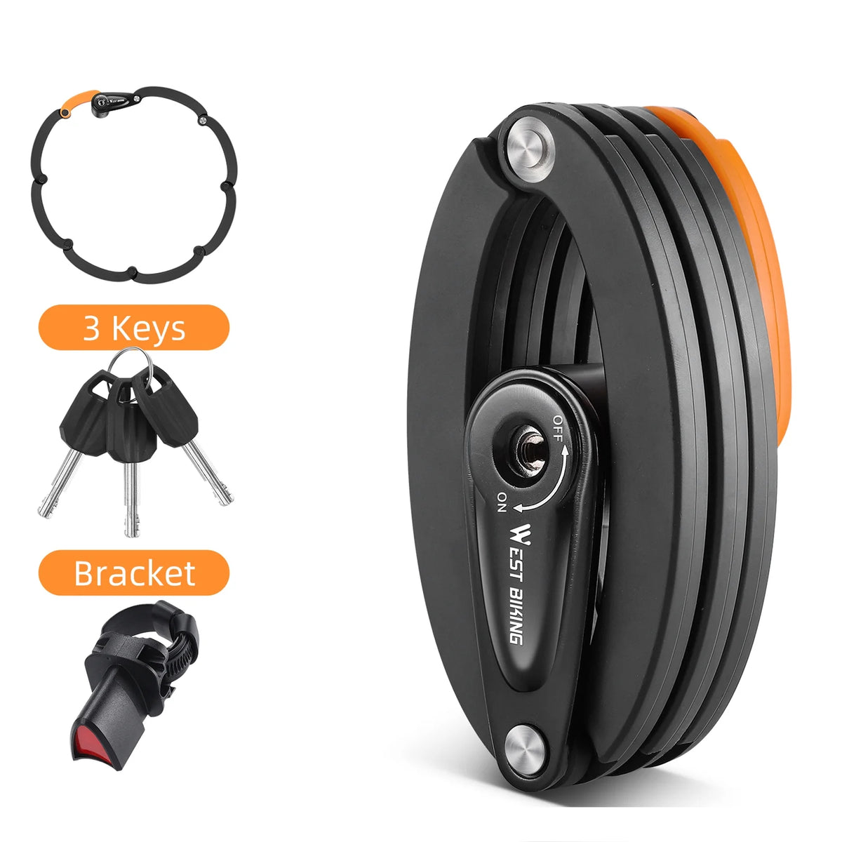 Heavy-Duty Alloy Steel Folding Bike Lock with 3 Keys Q611534