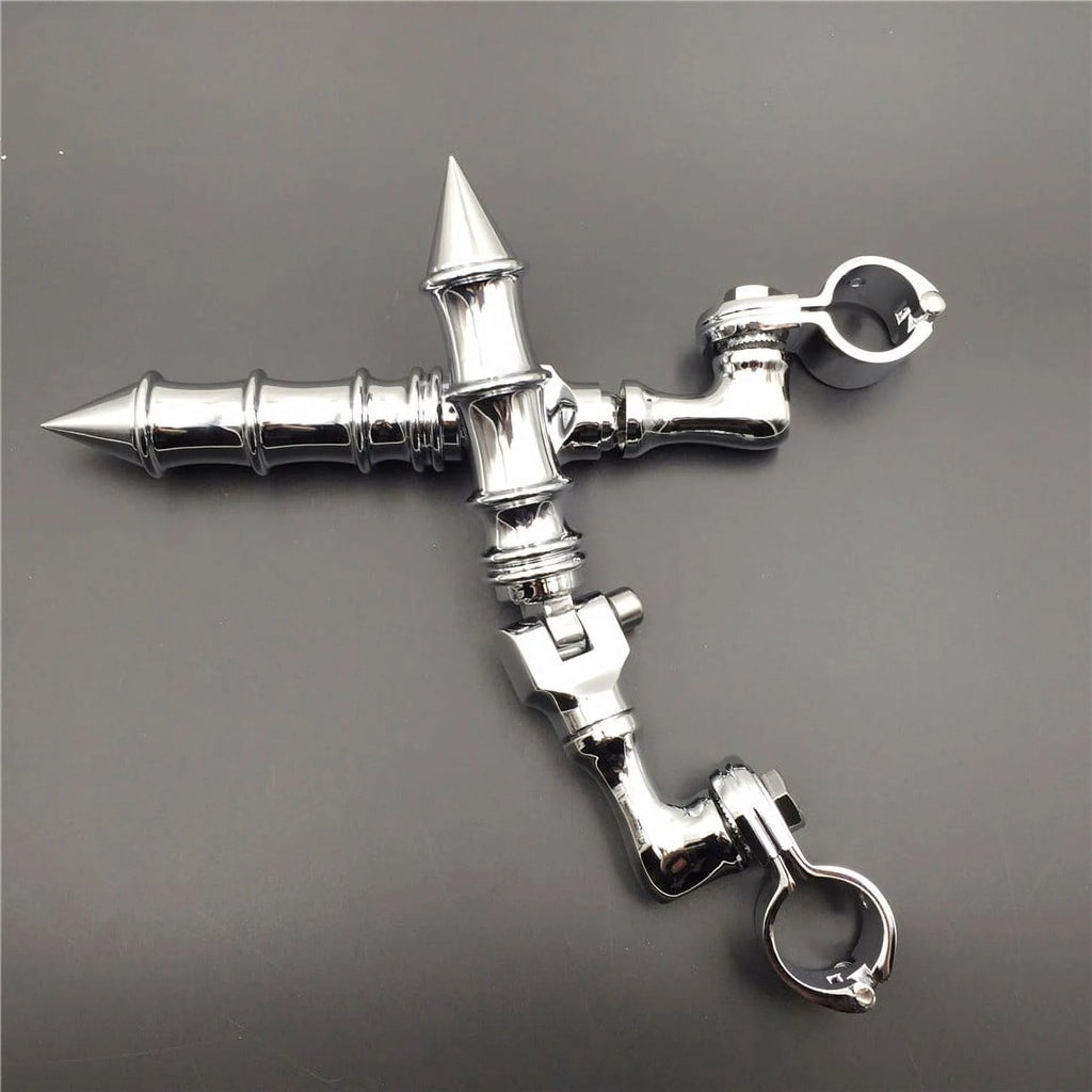Chrome Angled Peg Mounting Kit with Foot Peg For Bike with 1-1/2 inch Front Engine Guard Frame Tube R9793