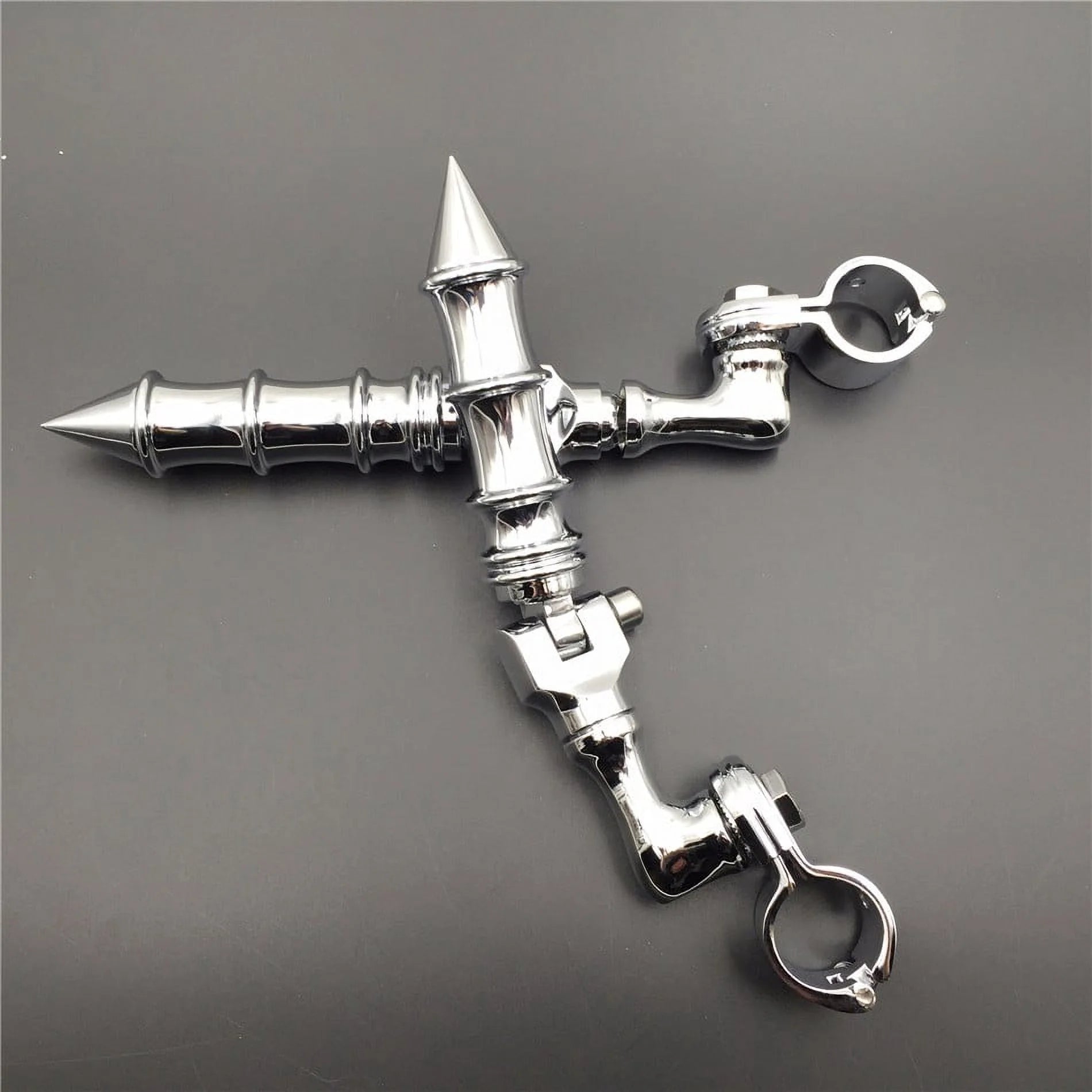 Chrome Angled Peg Mounting Kit with Foot Peg For Bike with 1-1/2 inch Front Engine Guard Frame Tube R9793