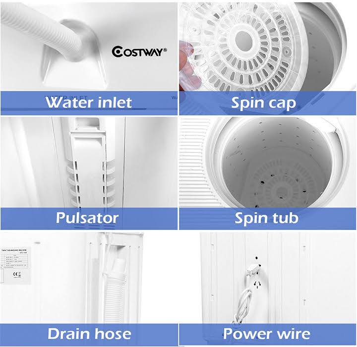 Compact Twin Tub Washing Machine Washer Spinner C7185