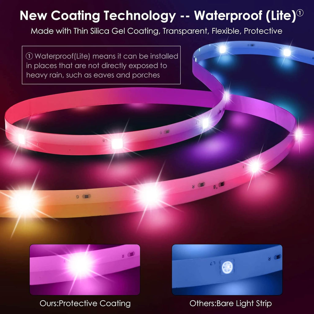 50FT RGBIC WS2811 Waterproof LED Strip Lights with Remote, Pack of 2 T900