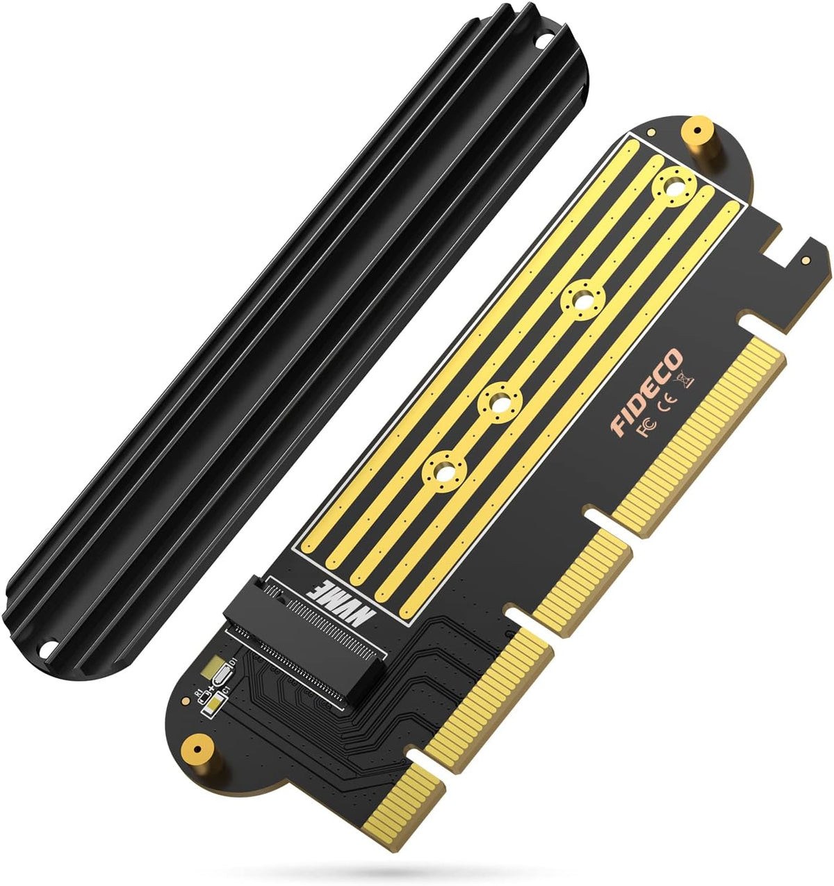 NVMe M.2 SSD to PCIe X16/X8/X4 Adapter Card with Aluminum Heat Sink D495944