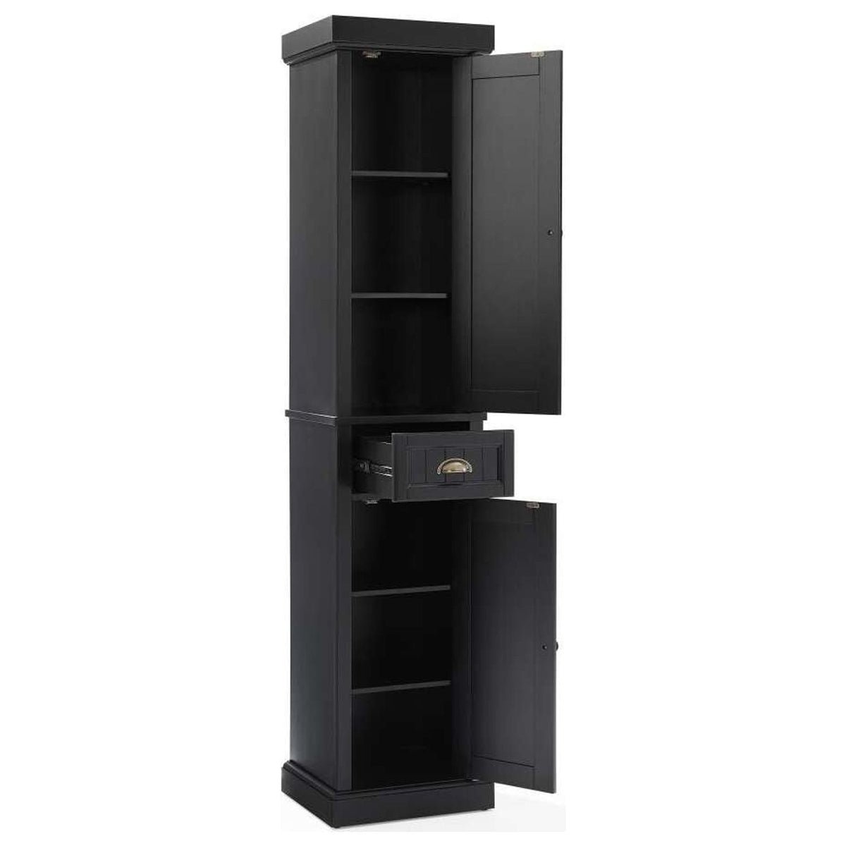 Distressed Black Wood Linen Cabinet E8058