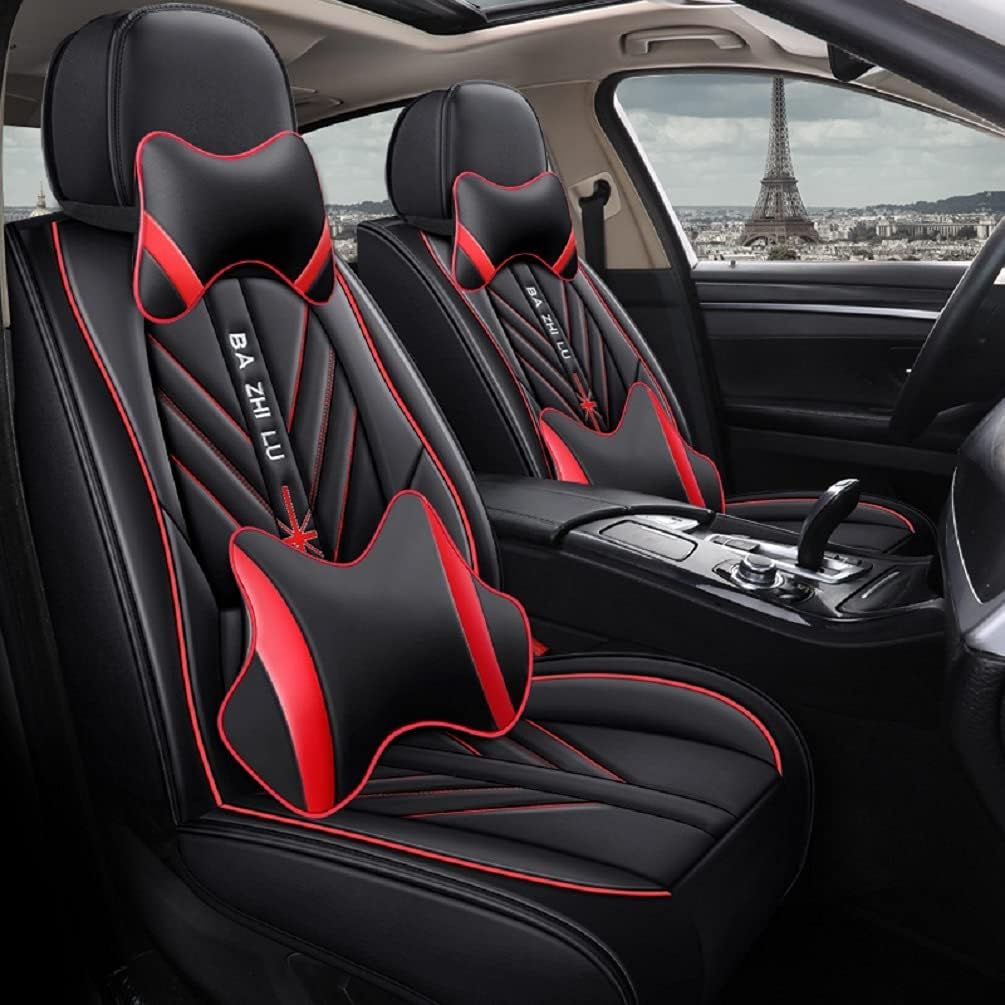 Black PU Leather Car Seat Covers Full Set 5 Seats A38193