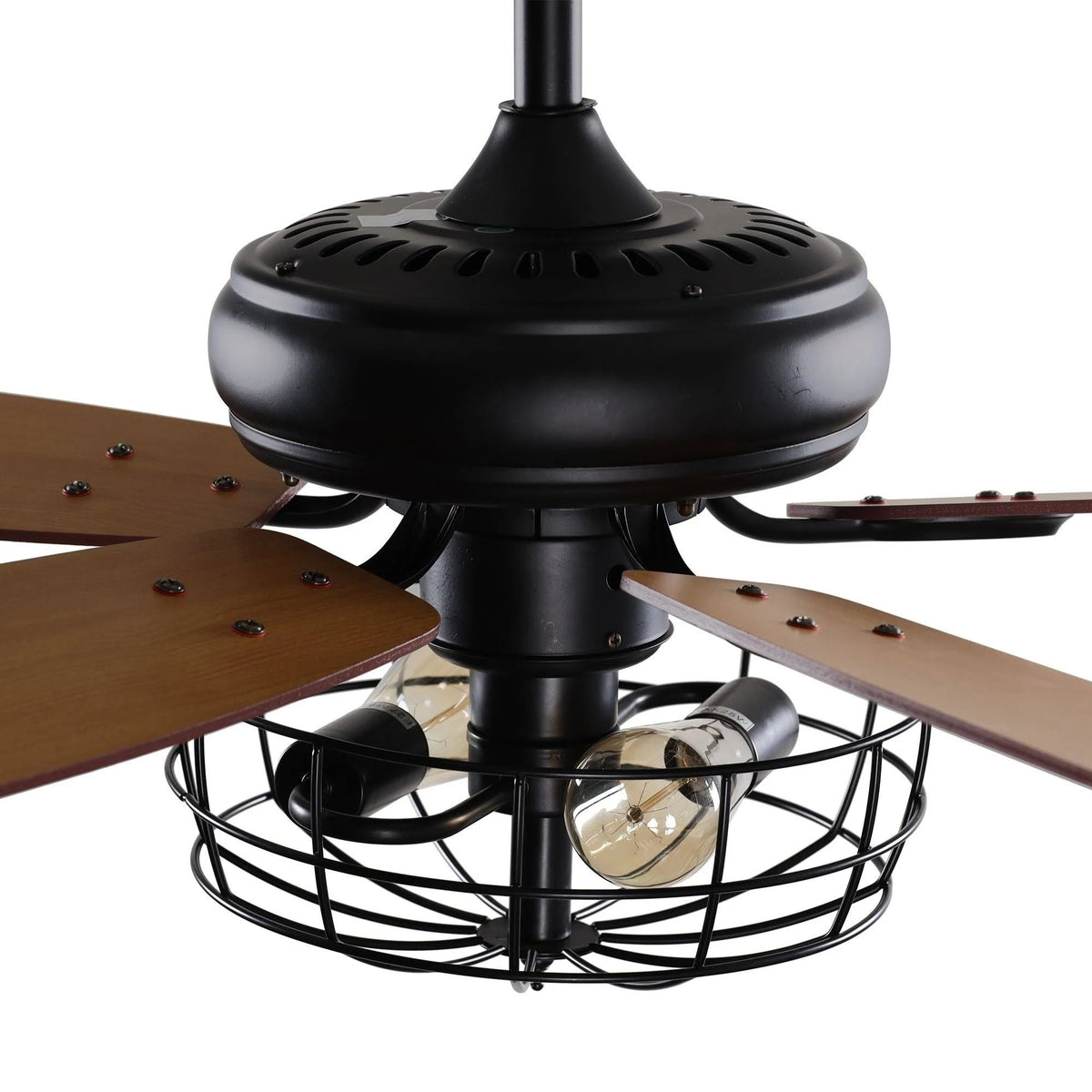 Black Metal Caged Ceiling Fan with Light Kit C606529