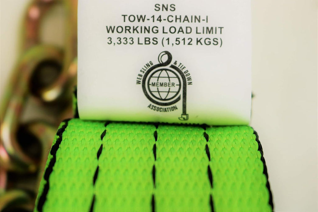 4 Pack 2" X 14' Heavy Duty Strap with 12" Chain Tail E5871