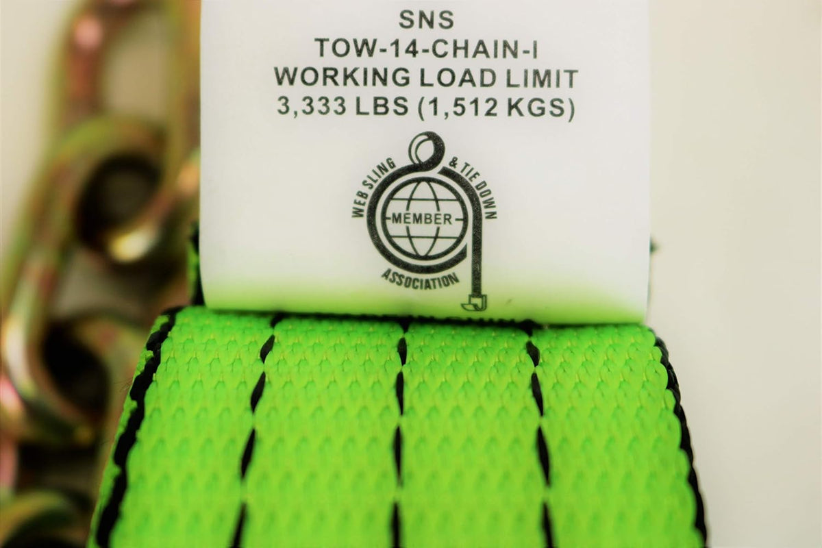 4 Pack 2" X 14' Heavy Duty Strap with 12" Chain Tail E5871