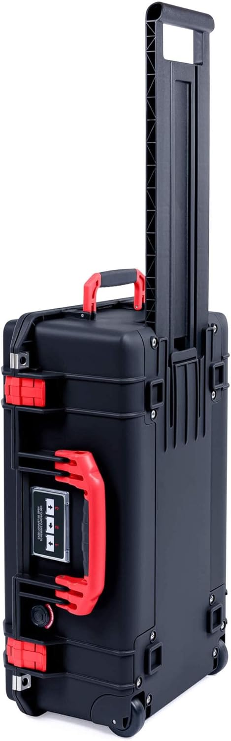 Black Pelican 1535 Air Case with Red Handles & Latches, TrekPak Dividers & Mesh Lid Organizer K174