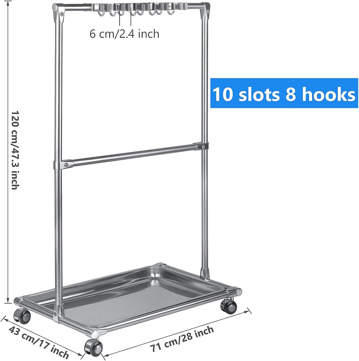 10 Racks 8 Hooks Floor Standing Cleaning Tool Storage Cabinet Y457