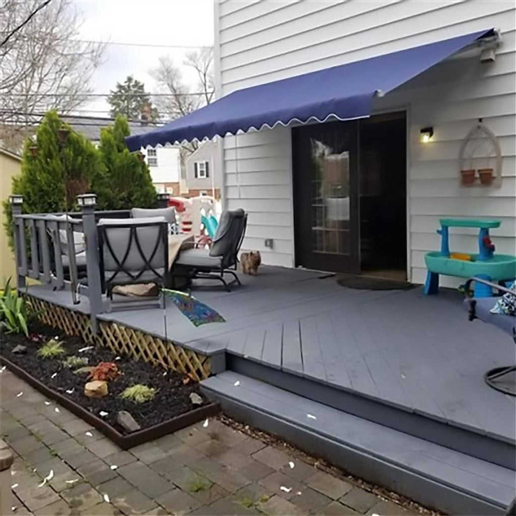Retractable Motorized Patio Awning Blue 13 x 10 Feet Q601
