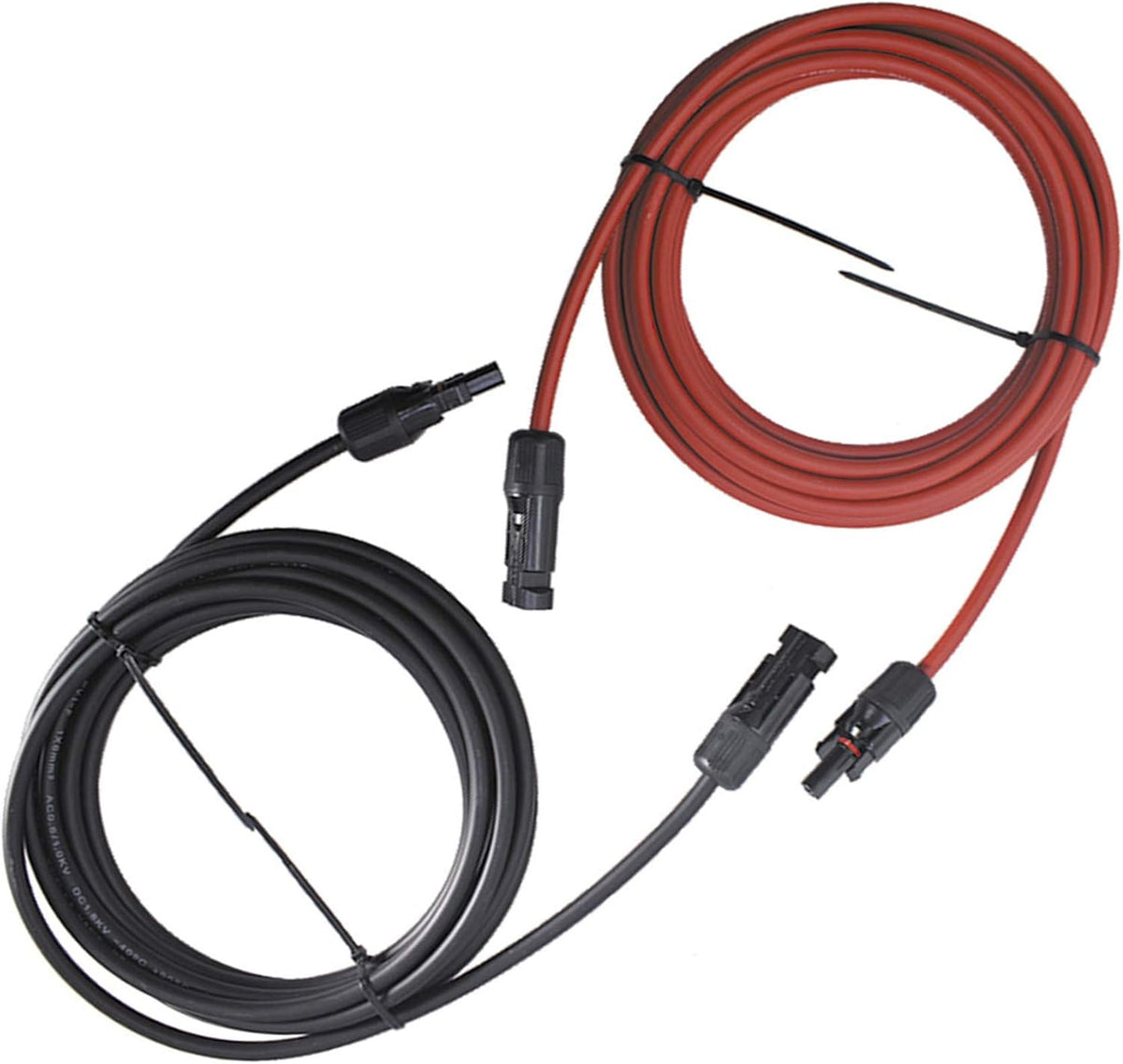 Black + Red 10 Gauge Solar Panel Extension Cable with Connector, Pack of 2 V6393