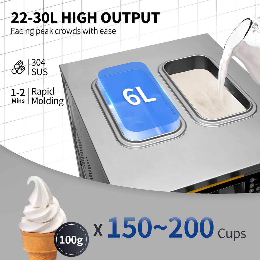 2350W Countertop Soft Serve Ice Cream Maker with 2x6L Hopper Q48775