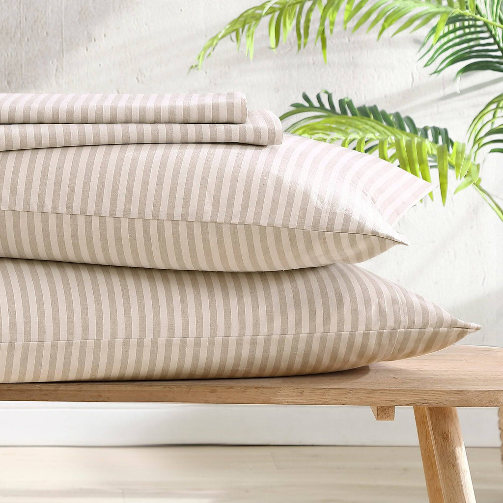 Beige King Percale Sheet Set Y219034