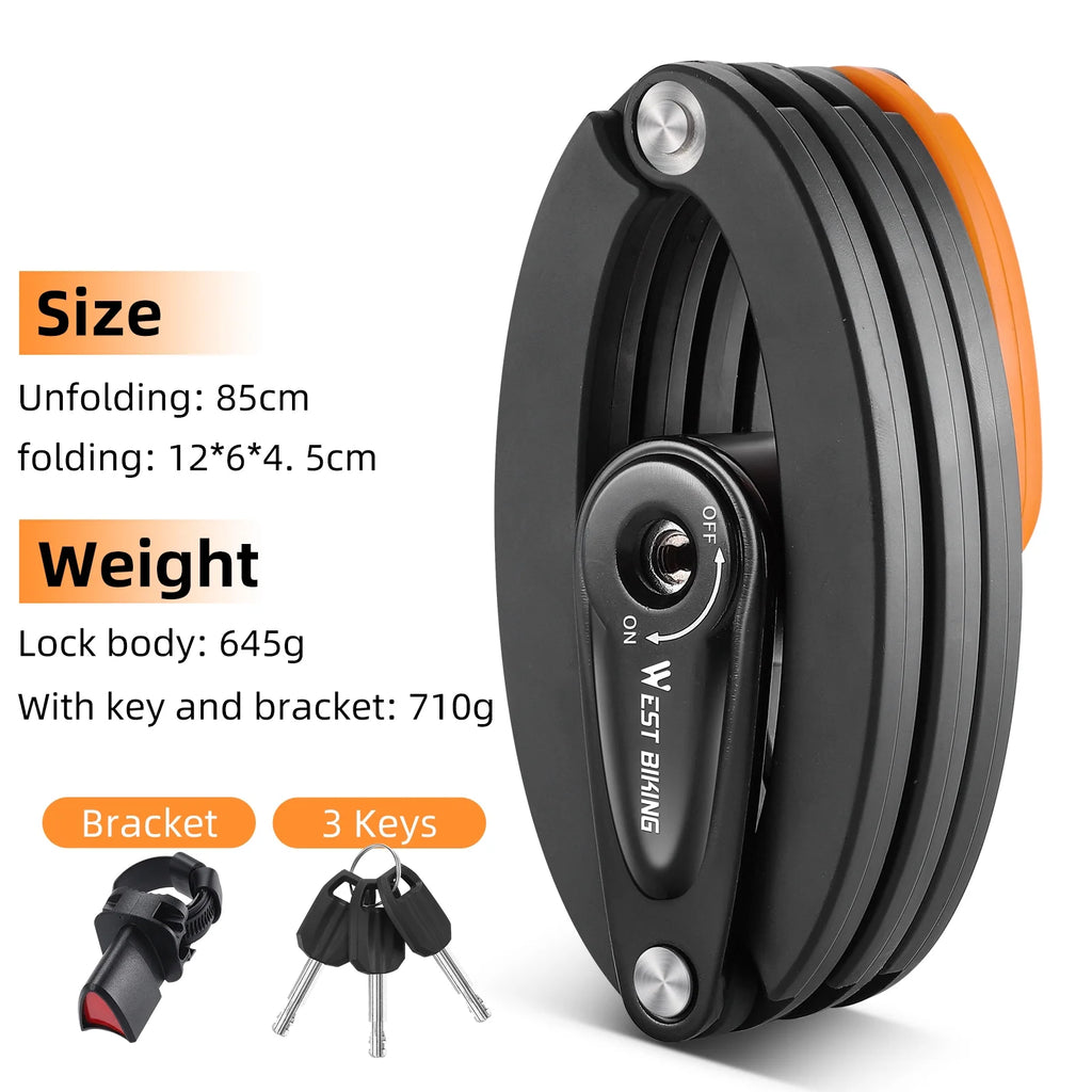 Heavy-Duty Alloy Steel Folding Bike Lock with 3 Keys Q611534