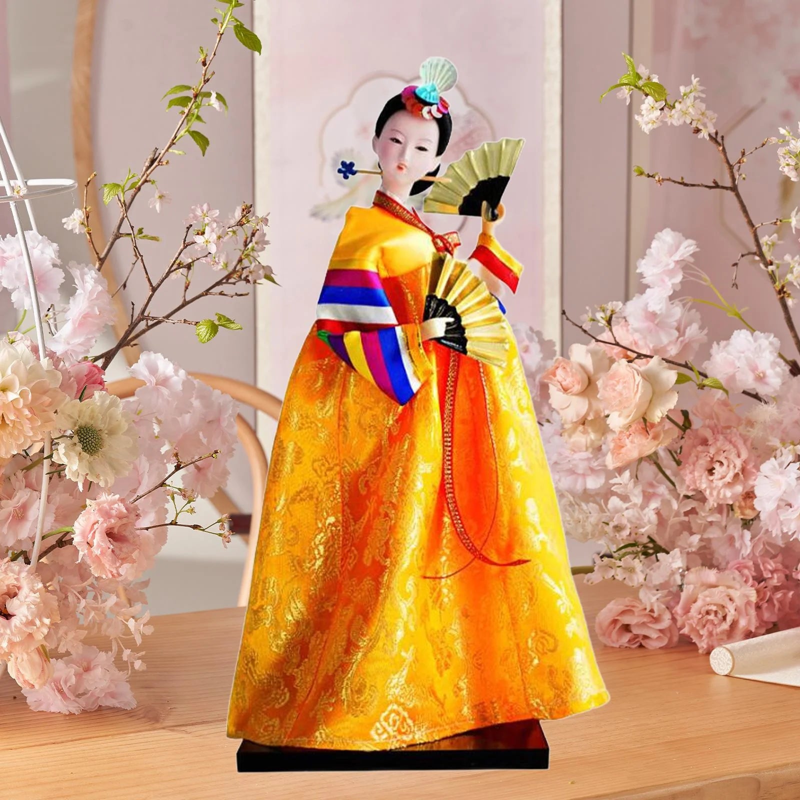 Geisha Kimono Figurine Korean Hanbok Doll Antique Asian Vintage Doll T14785