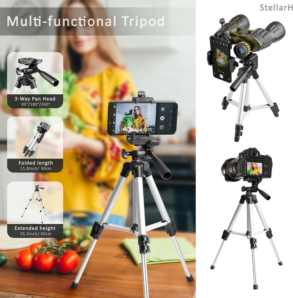 12X50 Full Size Binoculars with Tripod & Smartphone Adapter Carrying Bag J310332