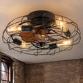 White Bladeless Caged Ceiling Fan with Lights Remote Control G344