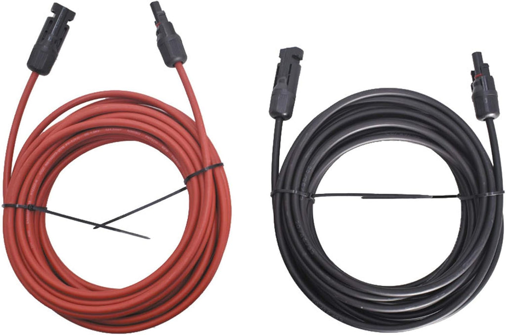Black + Red 10 Gauge Solar Panel Extension Cable with Connector, Pack of 2 V6393