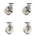 Nylon Swivel Caster Set of 4 with Brakes & 2 Rigid K30503