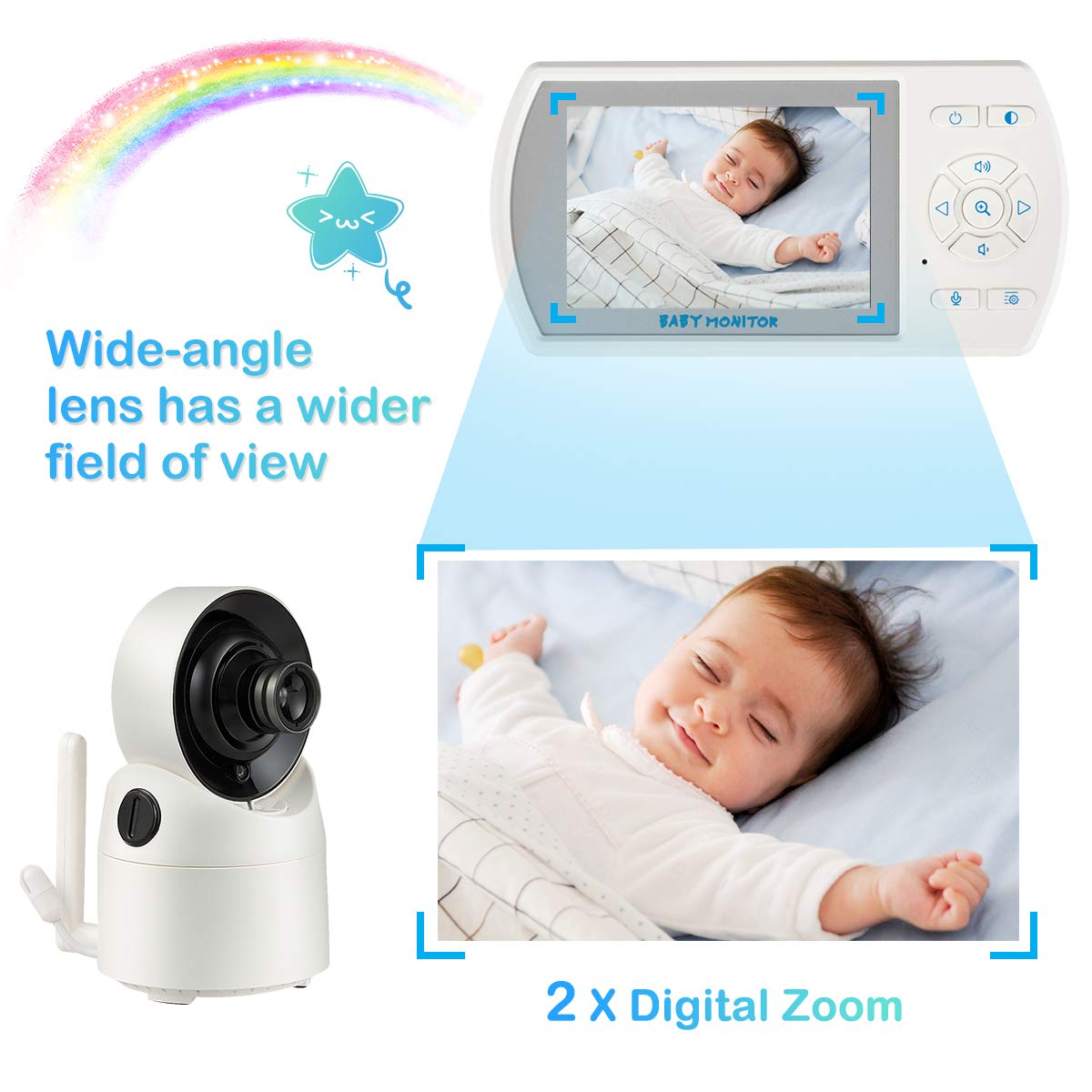 3.5'' LCD Video Baby Monitor, 2-Way Audio, Infrared Night Vision, Pack of 2 T720364