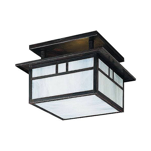 2-Light Semi Flush Mount Raw Copper Amber Mica G16086