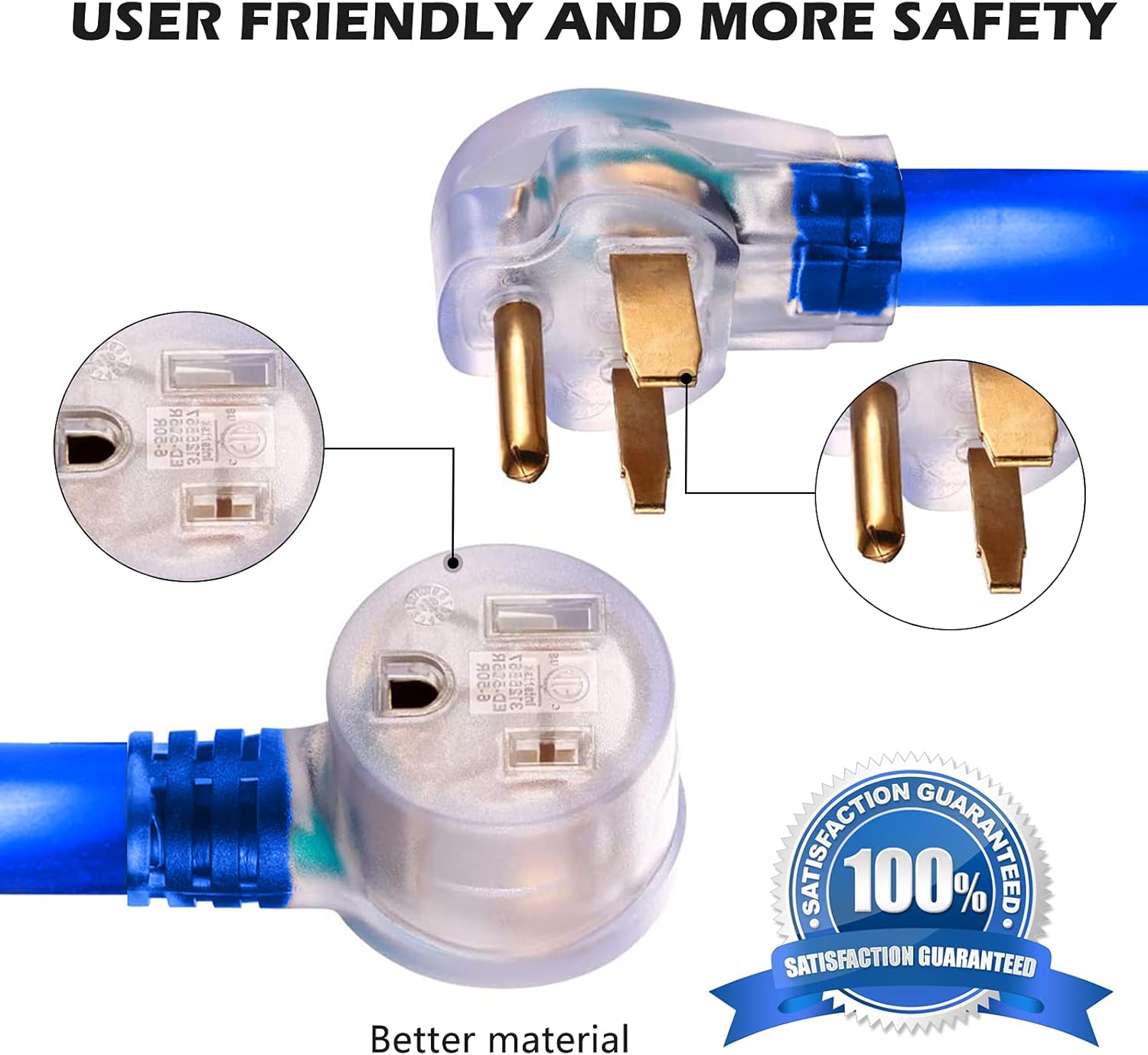 50A 25FT 6-50R Female 6-50P Male Heavy Duty Welder Extension Cord B746
