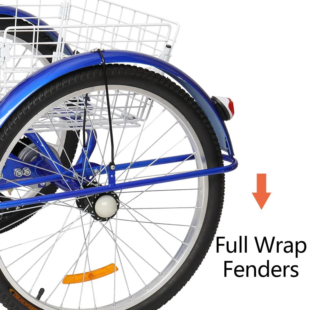 Adult Tricycle 24" Wheels 7 Speed Blue K851495