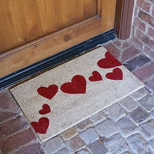 Red Hearts Coir Entrance Mat 18 x 30-inch P9600