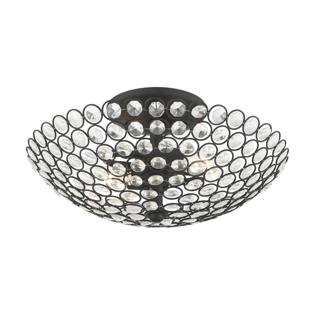 2 Light Semi-Flush Mount Black F456