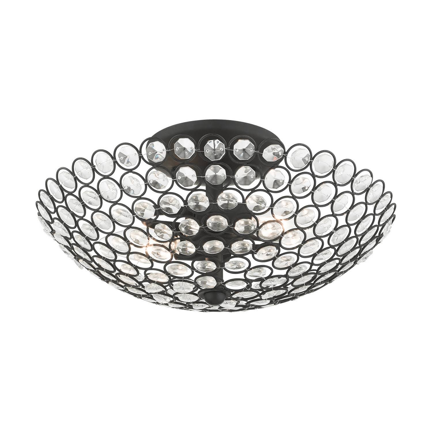 2 Light Semi-Flush Mount Black F456