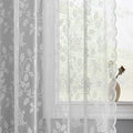 Grey Lace Curtains 84 Inches Long 2 Panels Set, 52 x 84 Inch F300