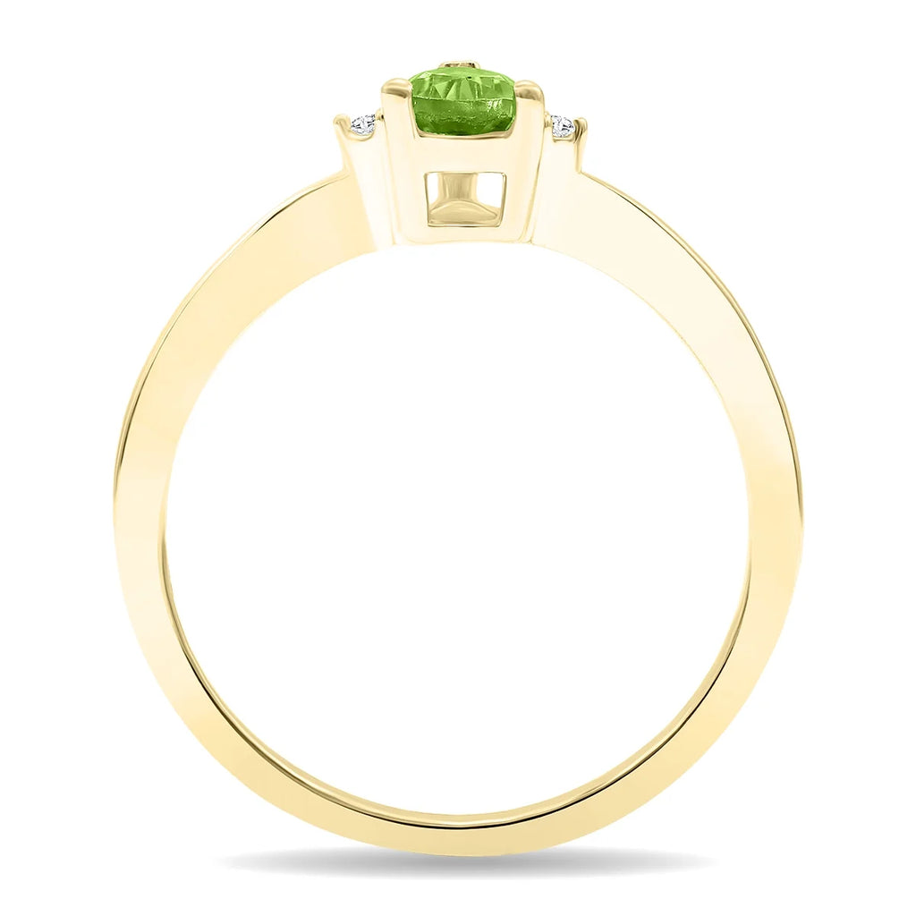 Pear Shaped Peridot and Diamond Band in 10K Yellow Gold I4444