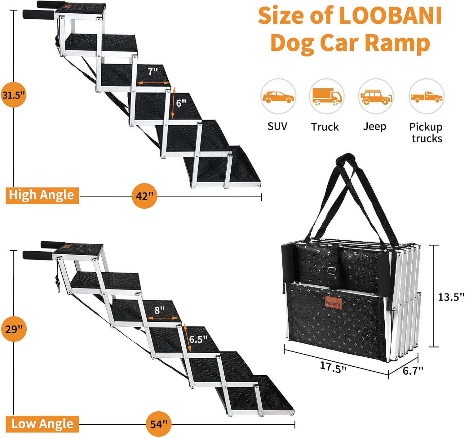 Folding Dog Ramp with Nonslip Surface N652