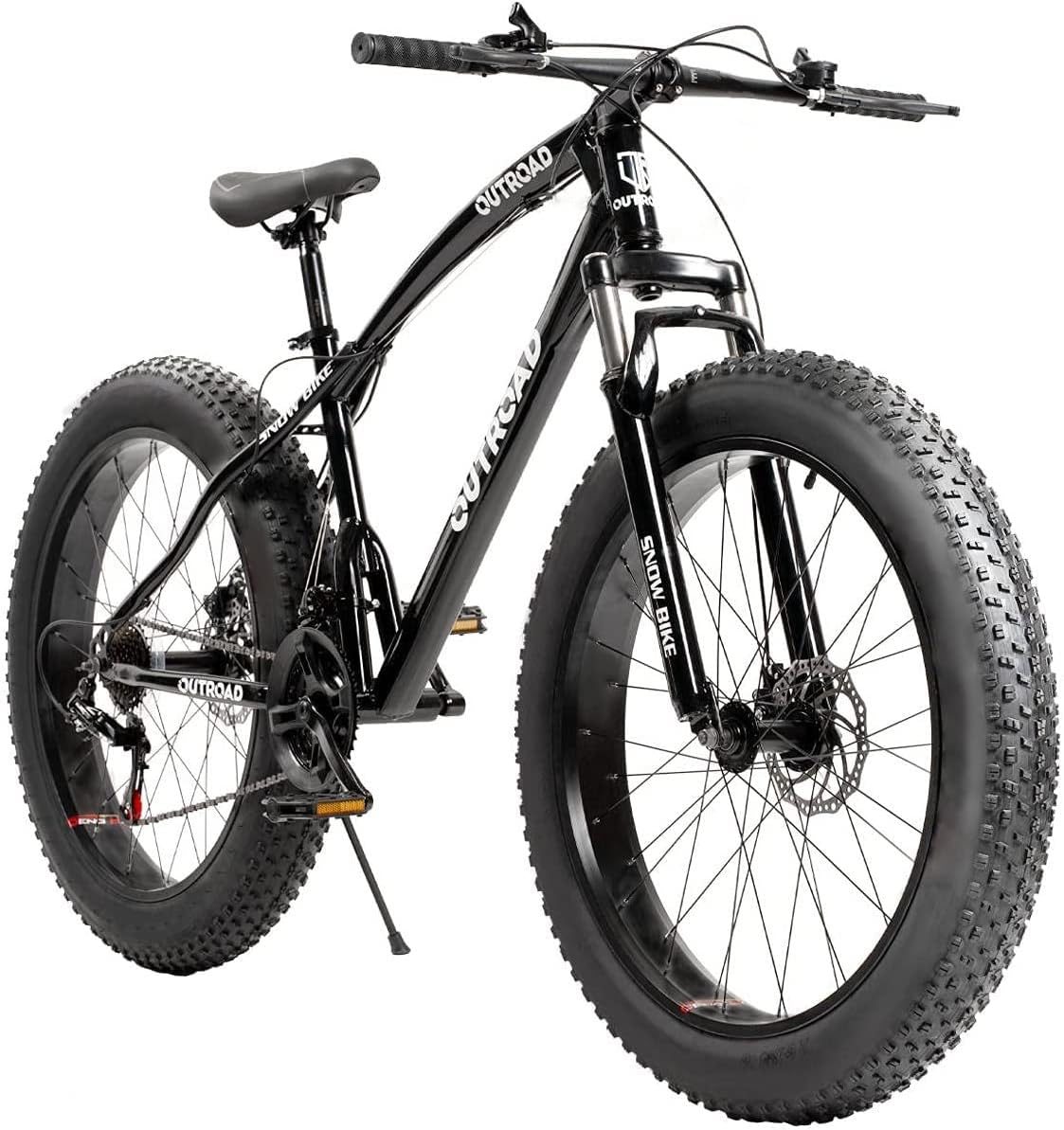 Fat Tire Mountain Bike with 26 inch Wheels, 21 Speed, High Carbon Steel Frame, Double Disc Brake B6651