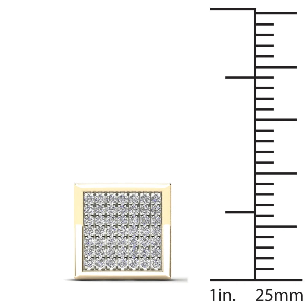 14K Yellow Gold Diamond Square Stud Earrings J8009