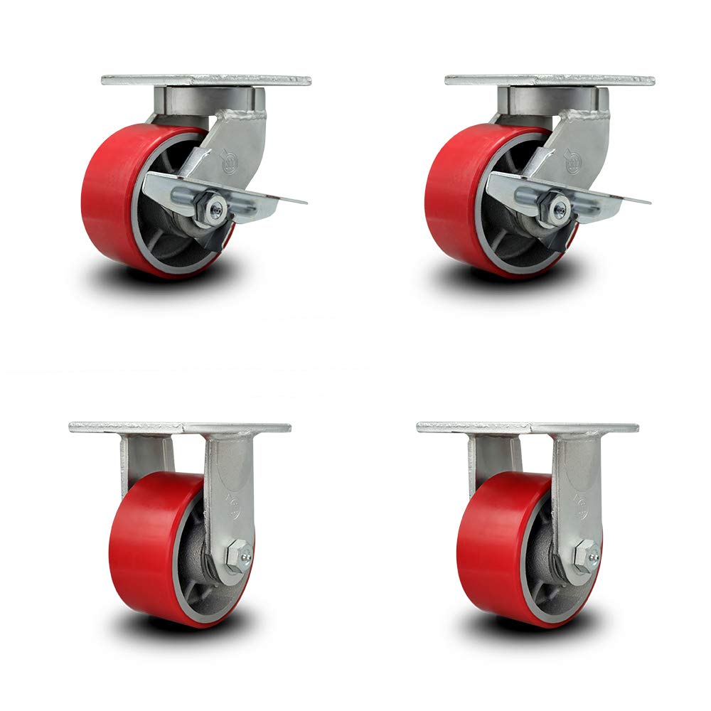 Red Polyurethane Tread Swivel Caster with Bolt on Swivel Lock O1715