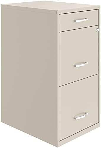 18in Deep 3 Drawer Metal File Cabinet Pearl White J23214