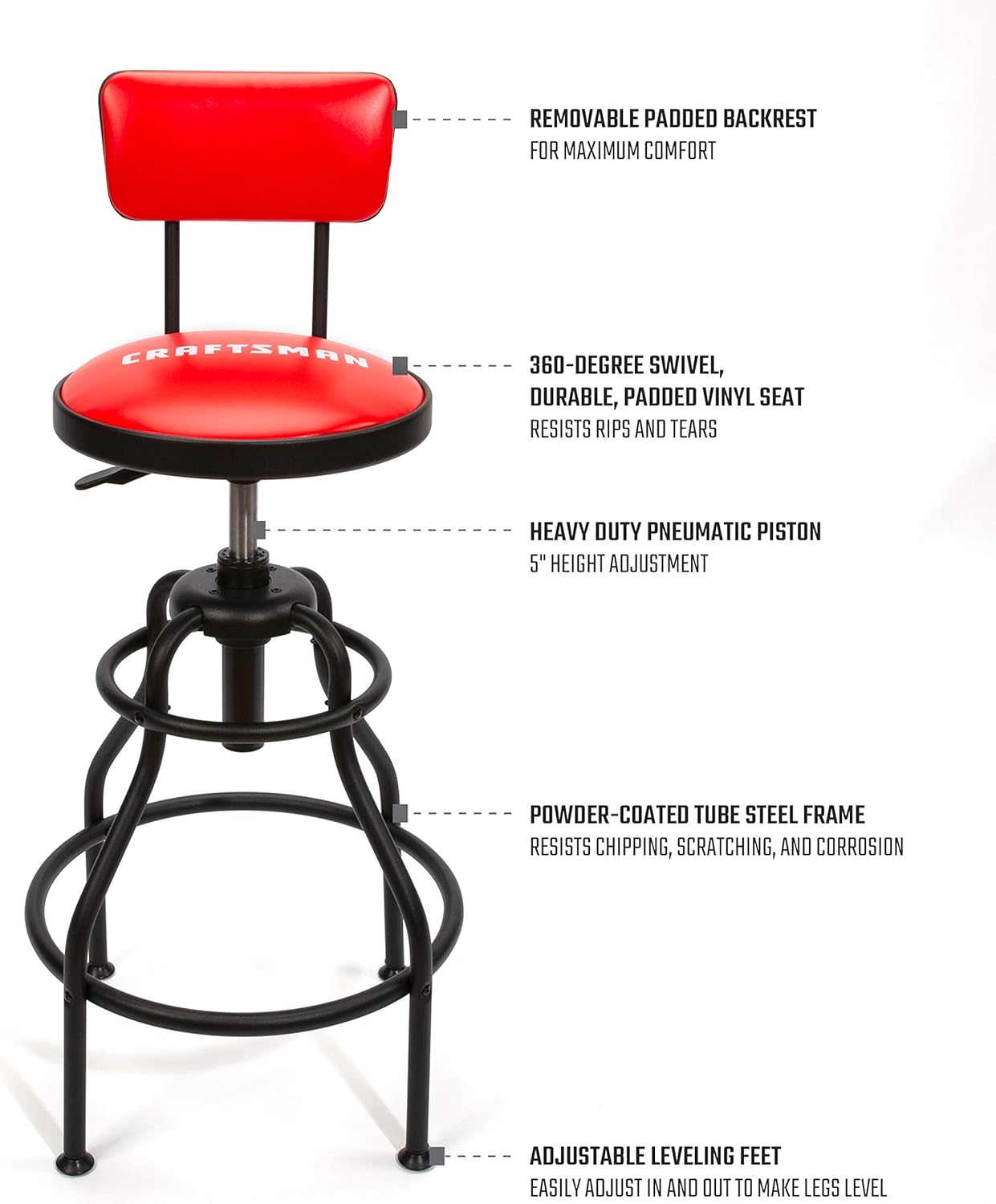 Fixed Height Work Shop Stool, 28.5-inches Tall, Vinyl Seat X979
