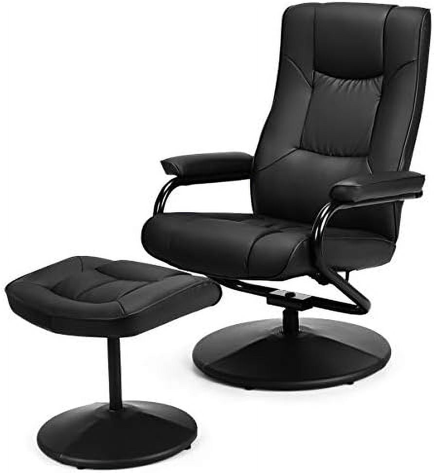 Swivel Recliner Chair with Footrest Stool Ottoman Set Black I37150