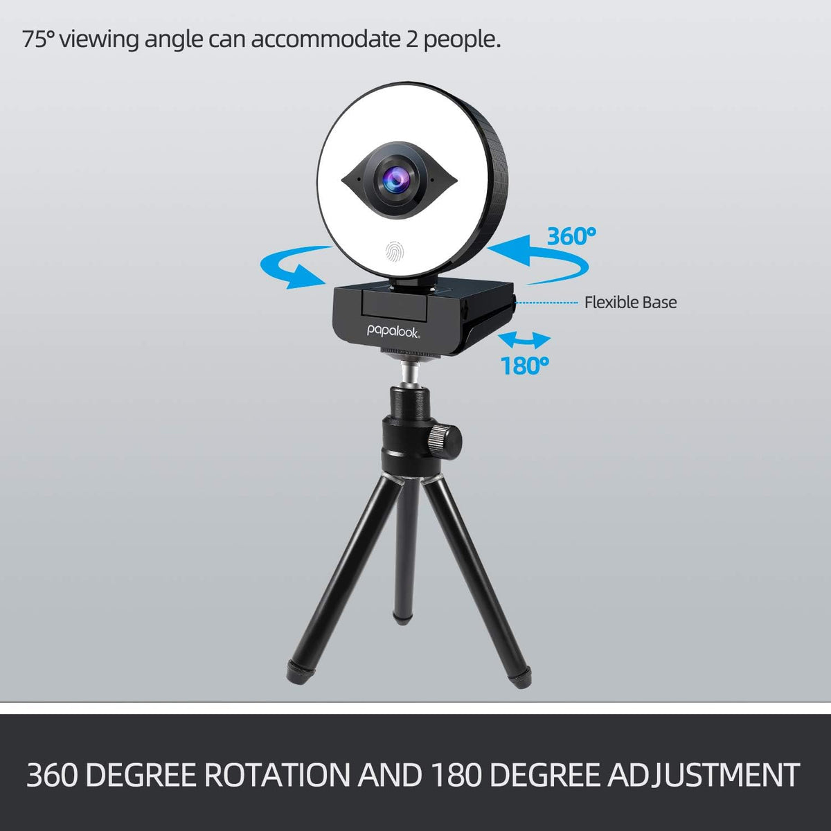 1080P Webcam with Ring Light and Tripod, Stereo Microphone W7791