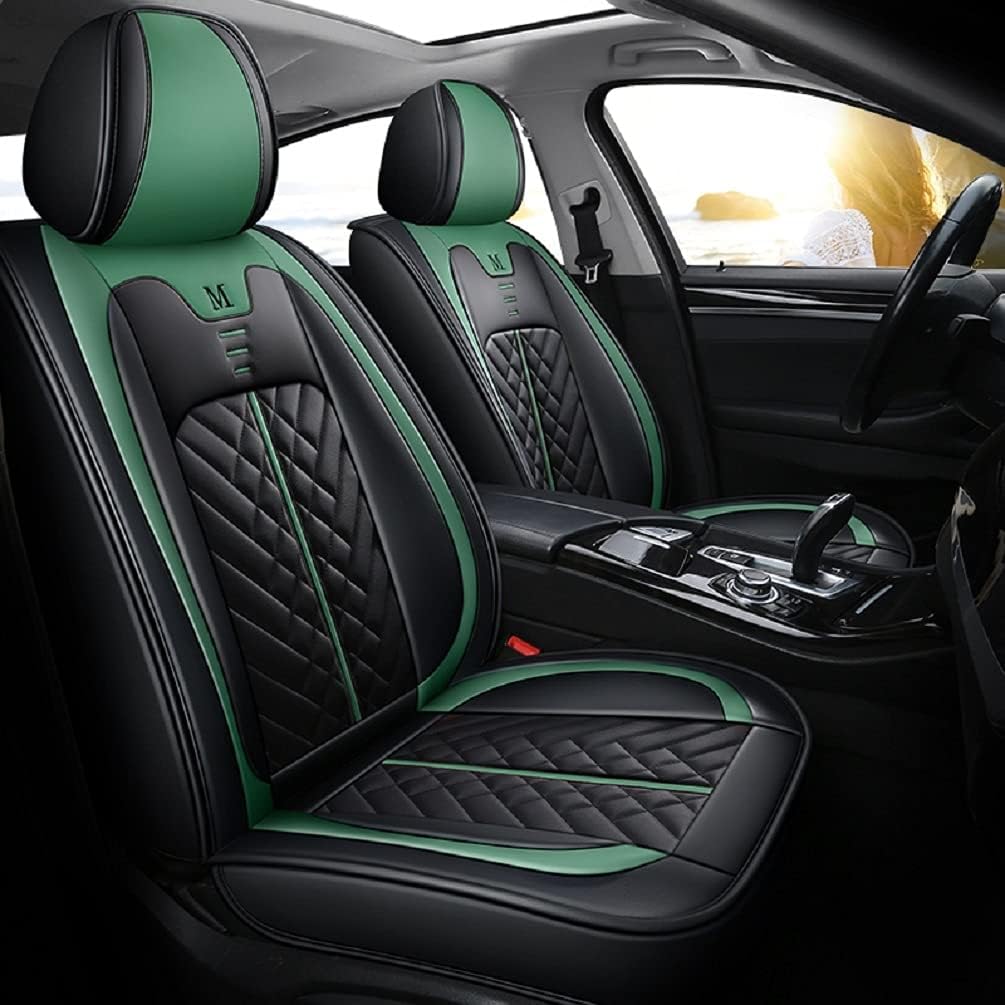 Black Pink PU Leather Car Seat Covers Full Set 5 Seats A8411