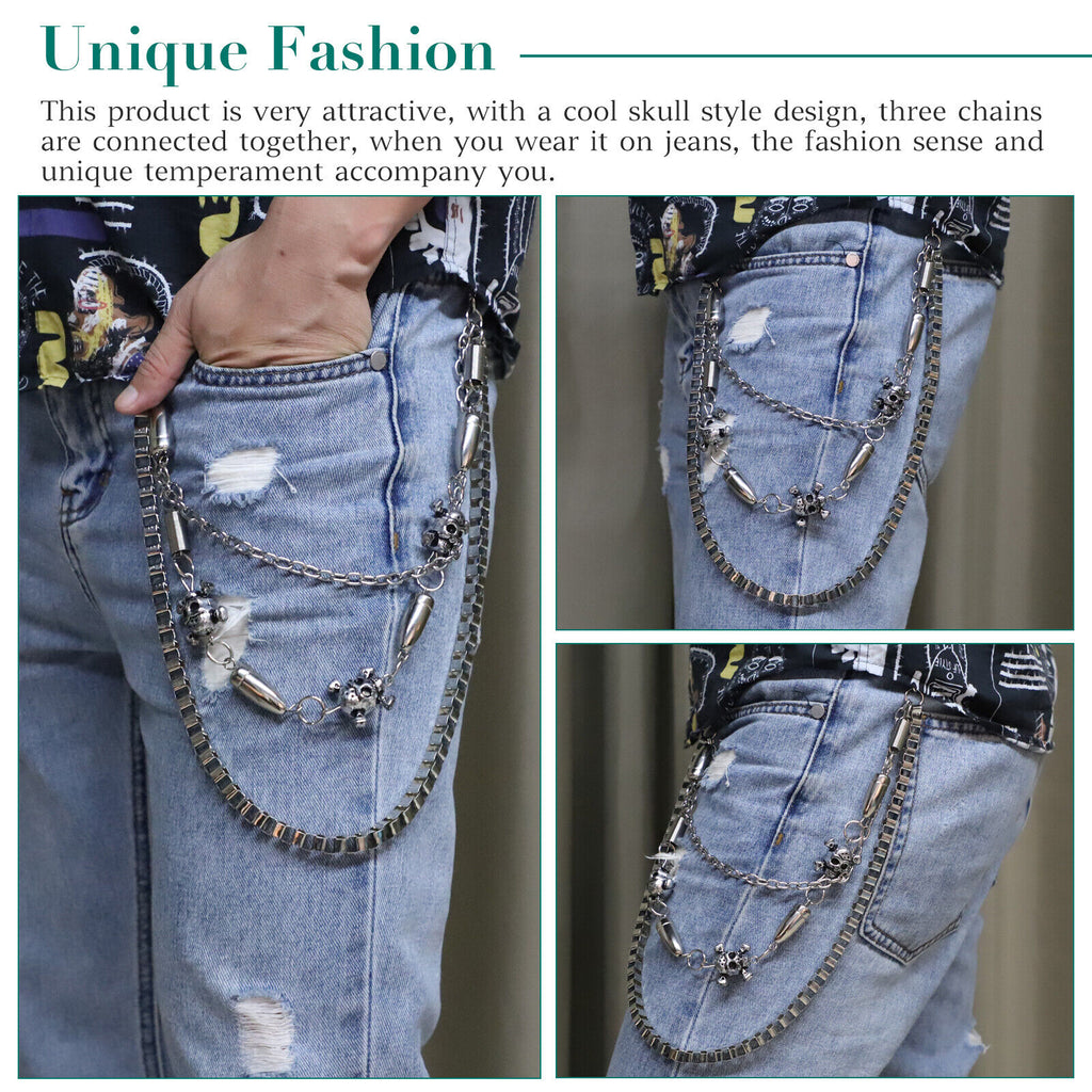 Skull Wallet Chain Pants Key Chain E6569