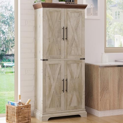 9 Shelves 4 Barn Doors Kitchen Pantry Cabinet Q8317
