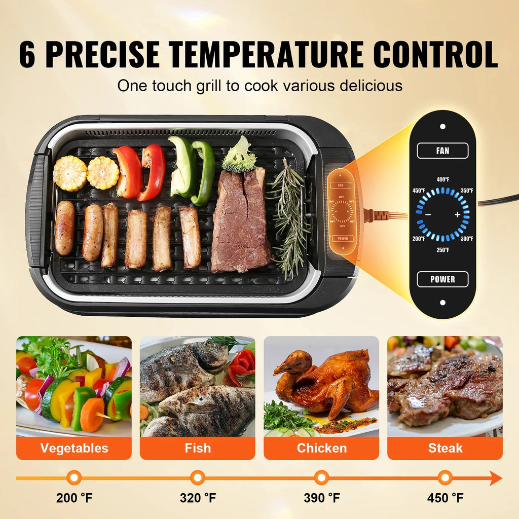 Smokeless Indoor BBQ Grill 1500W Nonstick C8204