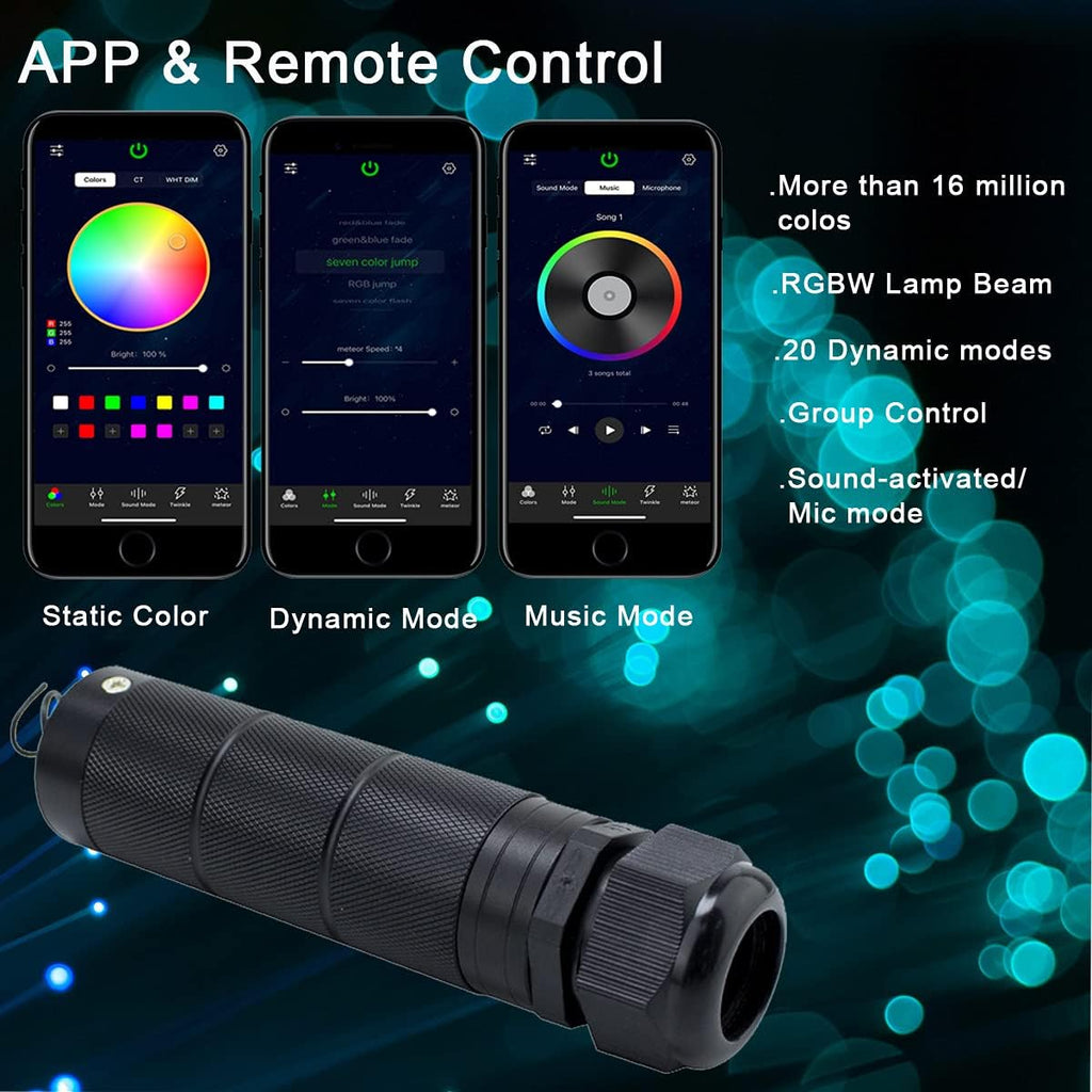 6W Bluetooth RGBW Fiber Optic Lights Star Ceiling Kit with Remote 200pcs Fiber Strands Pack of 2 N624